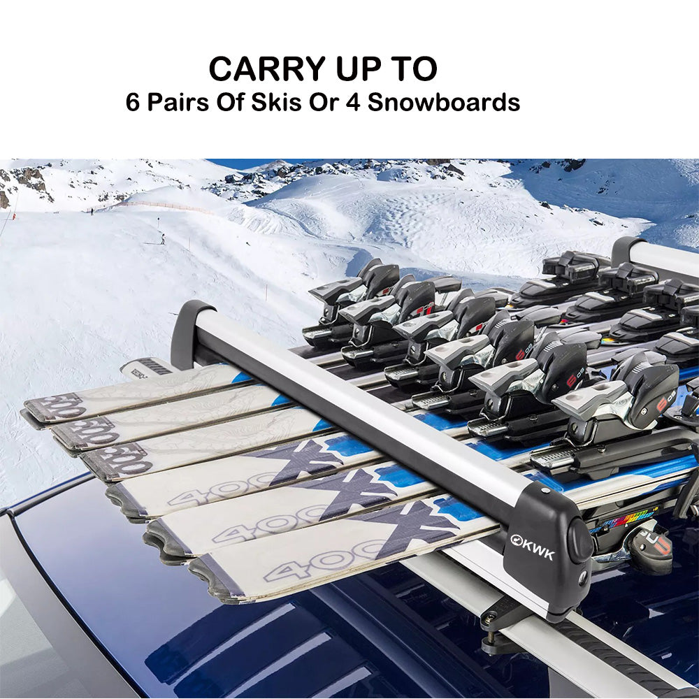 KWK Ski Rack Snowboard Roof Rack – Sliding Design Grey Color (Pair)