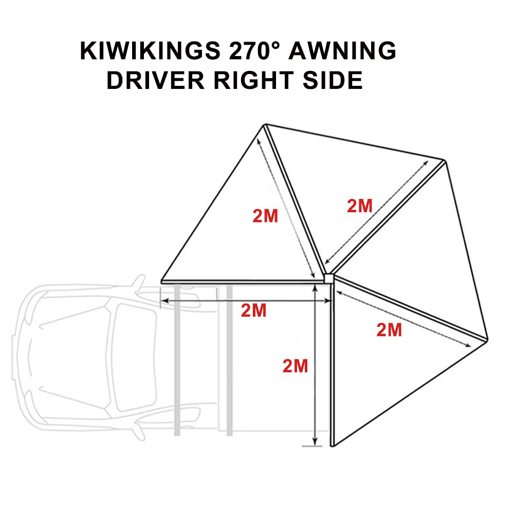 (2025 SALE) KIWIKINGS LED Free Standing 270 awning (KN270-2.0)