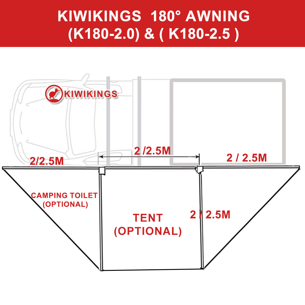 KIWIKINGS 180 FREESTANDING LED AWNING K180-2.5