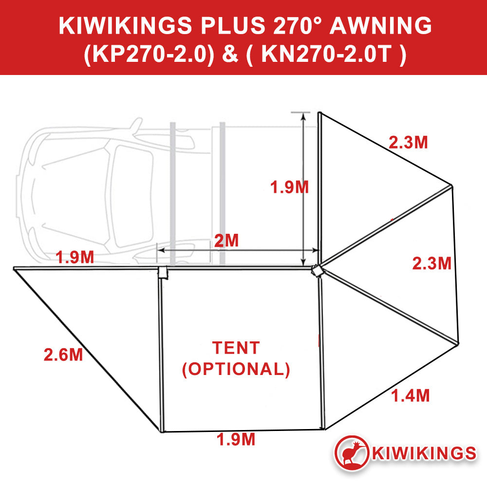 (Sale) KIWIKINGS PLUS 270°AWNING LED Free Standing 270 AWNINGS KP270