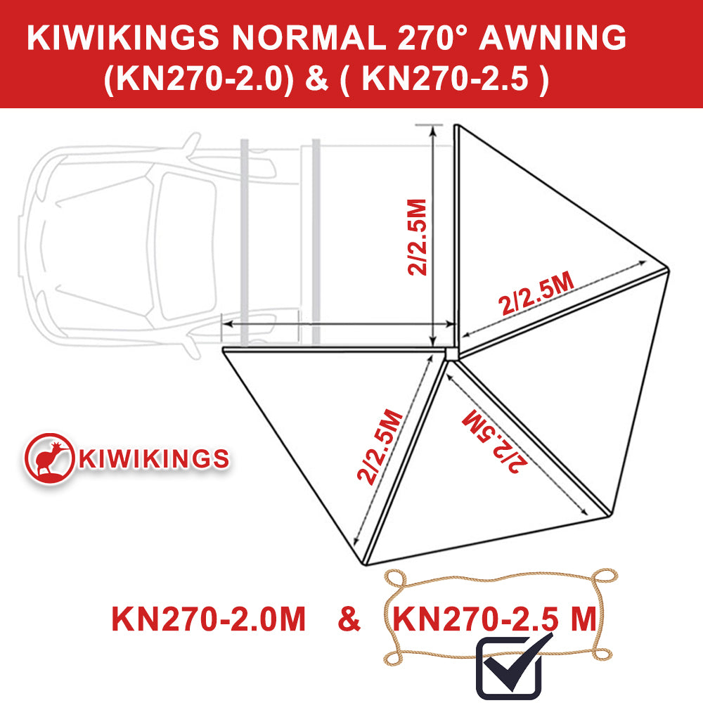 2.5M KIWIKINGS 270° Degree Awning (KN270-2.5)