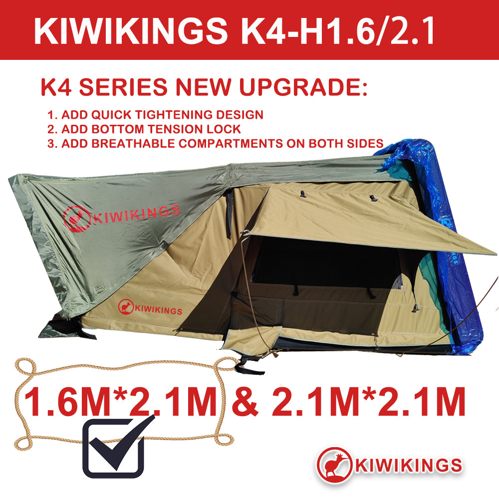 (XMAS SALE) KIWIKINGS  (K4-H1.6)1.6M*2.1M roof top tent  Hydraulic automatic Hard-top roof tent