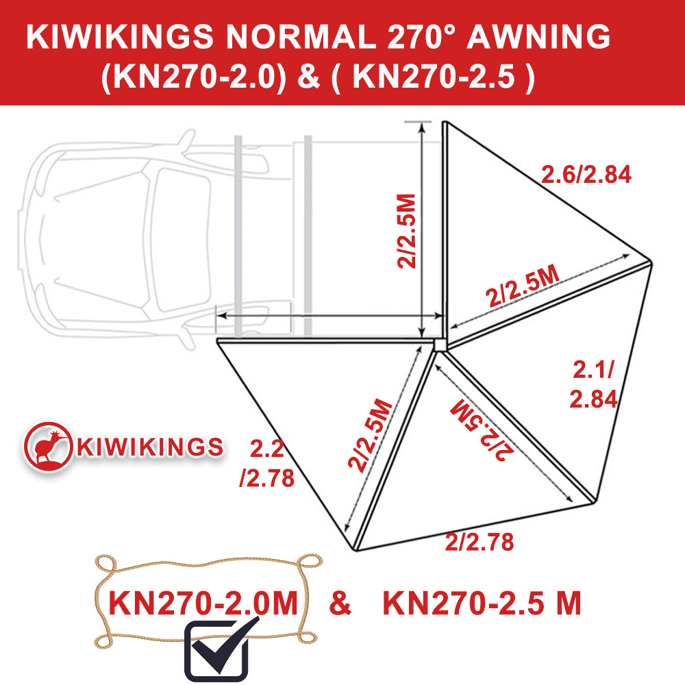 (XMAS SALE) KIWIKINGS normal 270  awning (KN270-2.0/2.0PLUS/2.5)