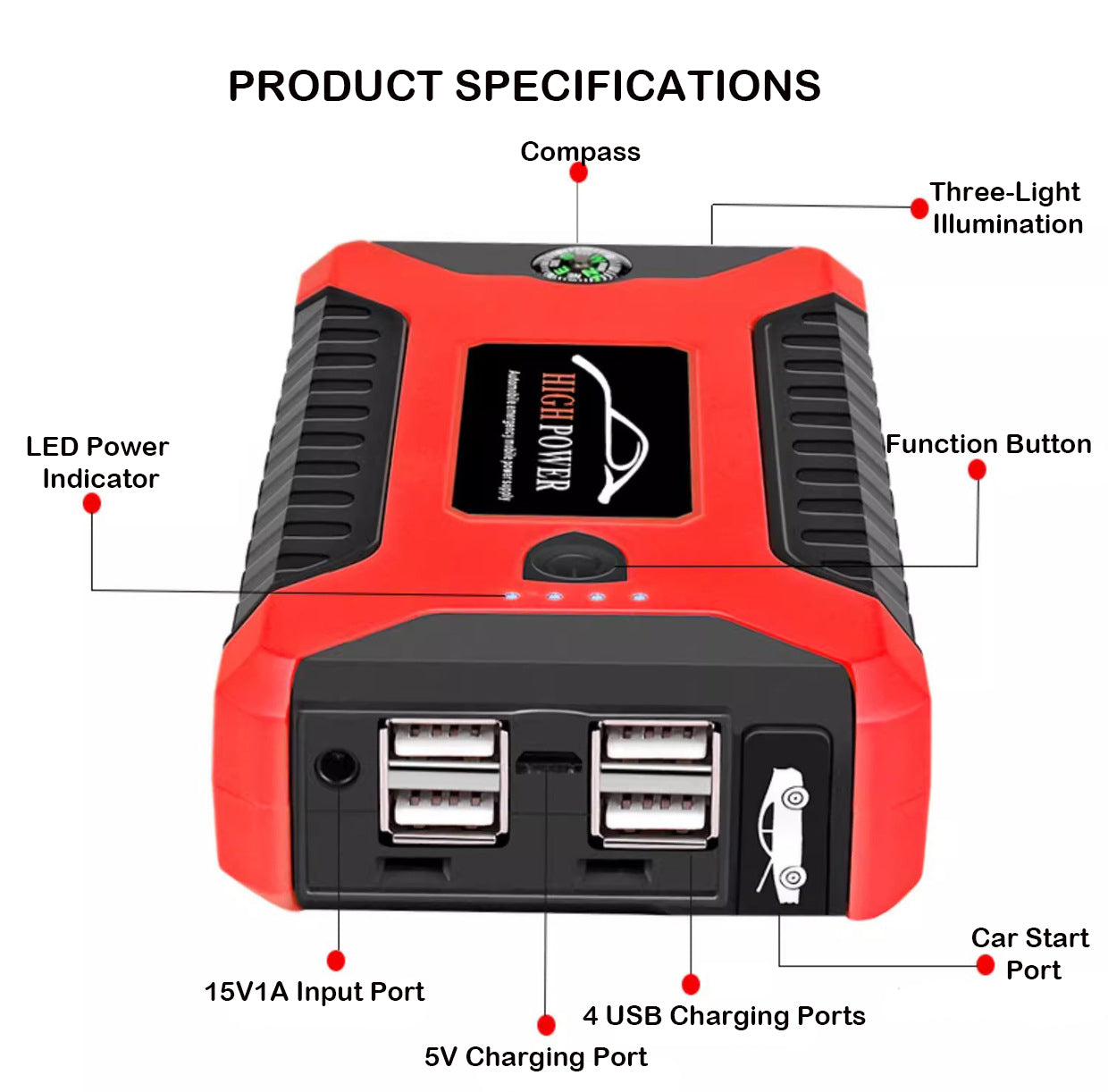 (XMAS SALE) Multifunctional Car jump starter car starting power supply