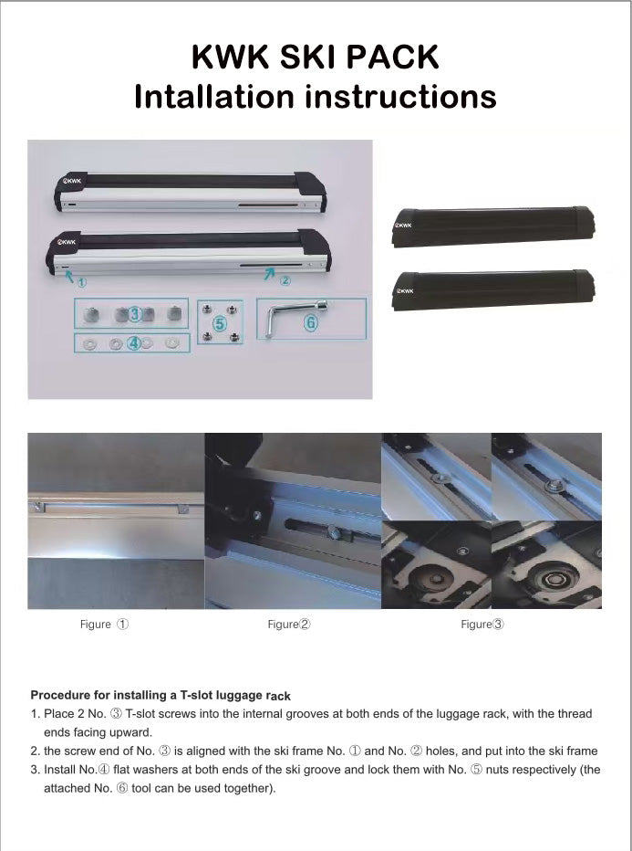 (Sale) KWK Ski Rack Snowboard Roof Rack – Sliding Design Black Color (Pair)