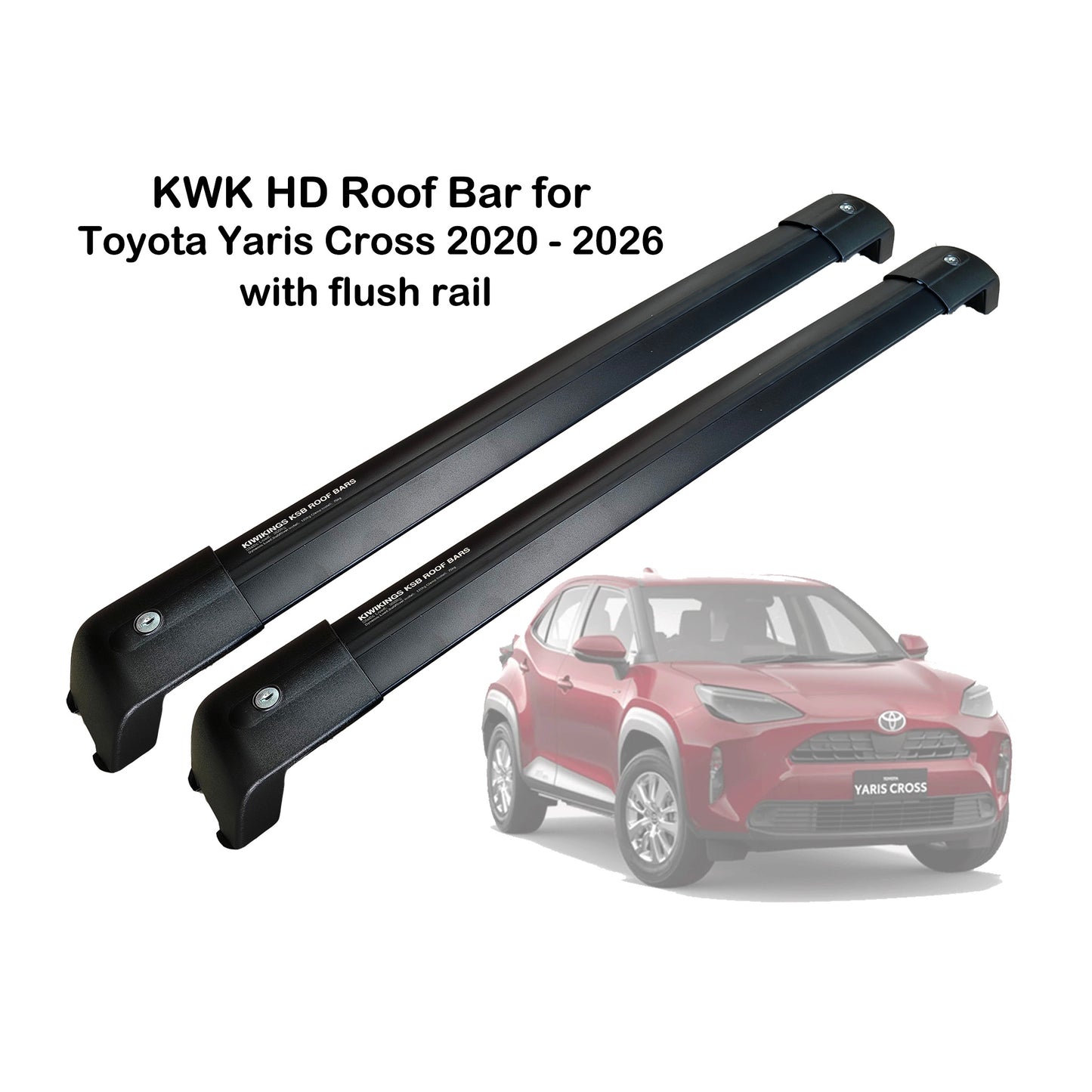 (Sale) KWK Heavy duty roof racks KSB Cross bar for Toyota Yaris Cross 2020 - 2026 With Flush Rails