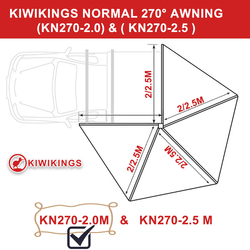 (XMAS SALE) KIWIKINGS normal 270  awning (KN270-2.0/2.0PLUS/2.5)